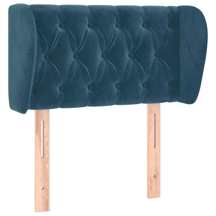 sengegavl med kanter 83x23x78/88 cm fløjl mørkeblå