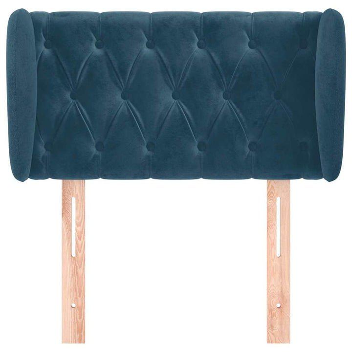 sengegavl med kanter 83x23x78/88 cm fløjl mørkeblå
