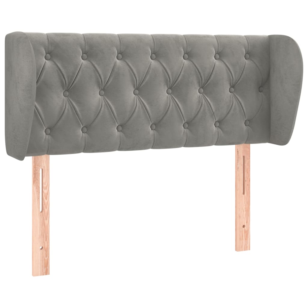 sengegavl med kanter 93x23x78/128 cm fløjl lysegrå