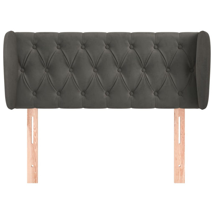 sengegavl med kanter 93x23x78/88 cm fløjl mørkegrå