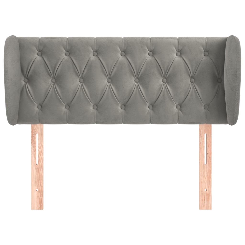sengegavl med kanter 103x23x78/88cm fløjl lysegrå