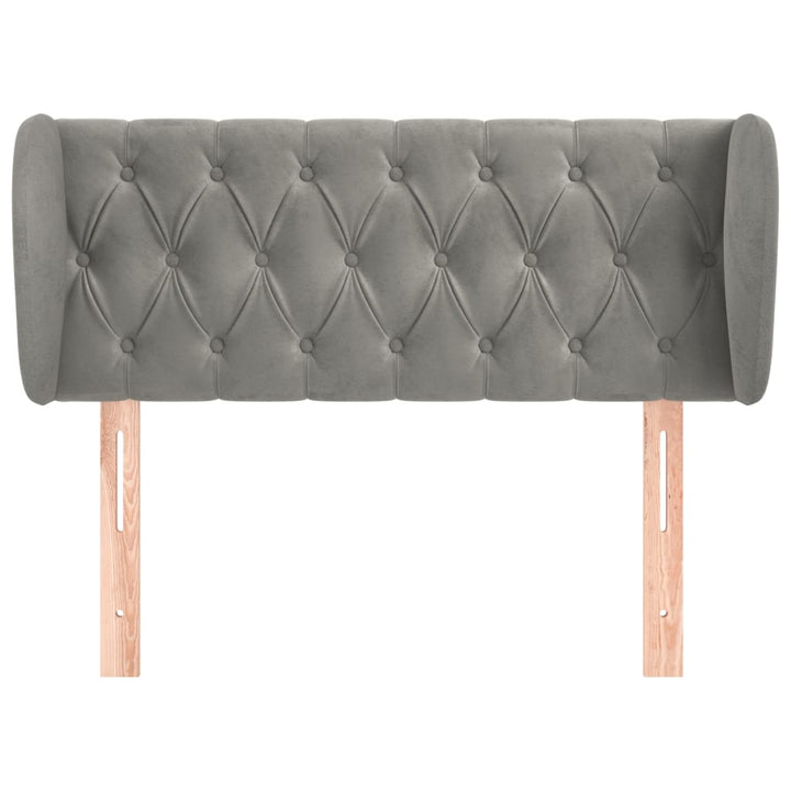 sengegavl med kanter 103x23x78/88cm fløjl lysegrå