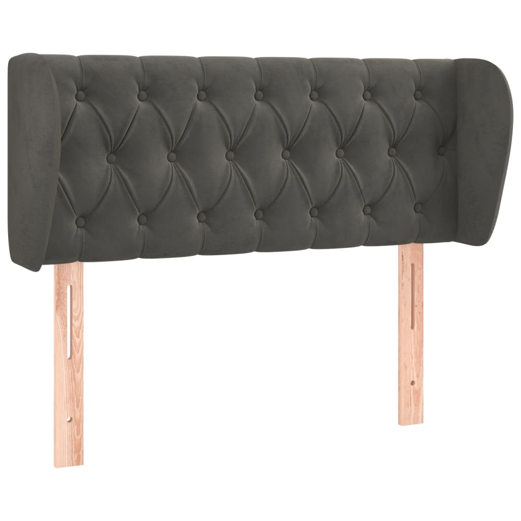 sengegavl med kanter 103x23x78/88 cm fløjl mørkegrå