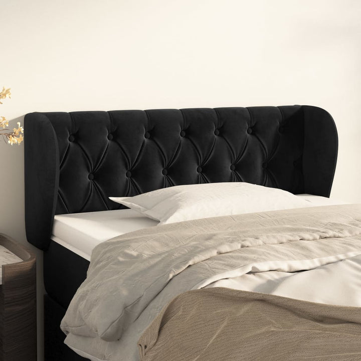 sengegavl med kanter 103x23x78/88 cm fløjl sort