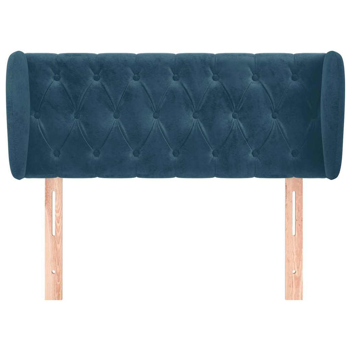 sengegavl med kanter 103x23x78/88 cm fløjl mørkeblå