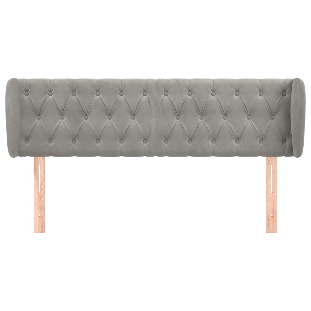 sengegavl med kanter 147x23x78/88cm fløjl lysegrå