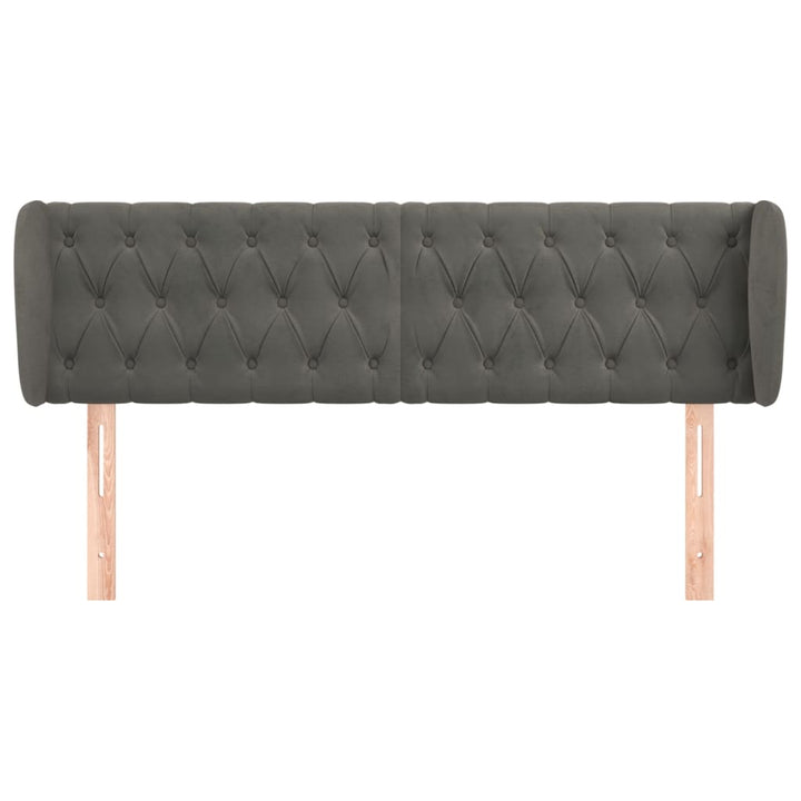 sengegavl med kanter 147x23x78/88 cm fløjl mørkegrå