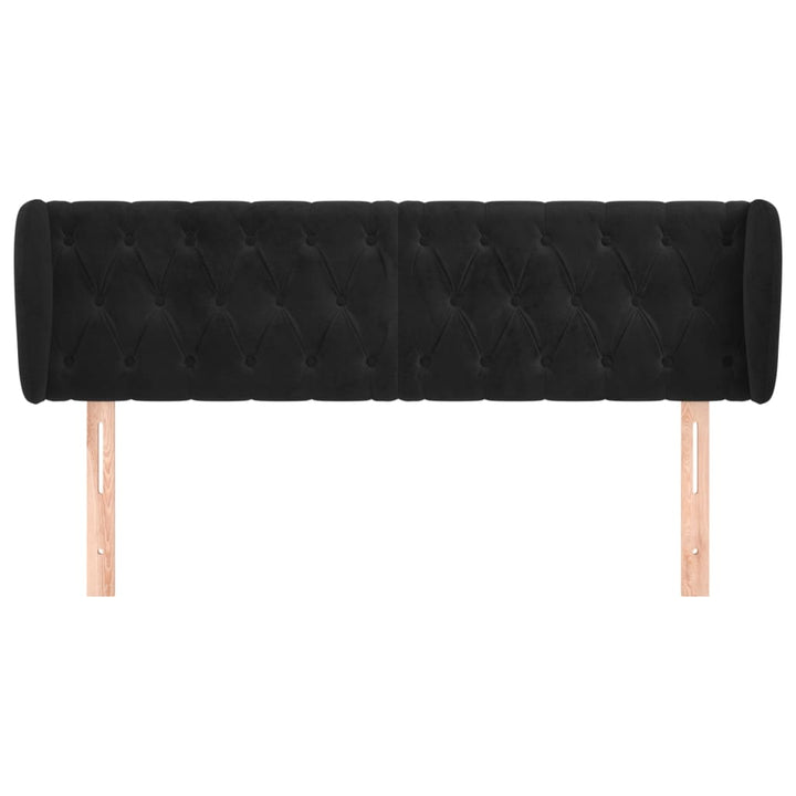 sengegavl med kanter 147x23x78/88 cm fløjl sort