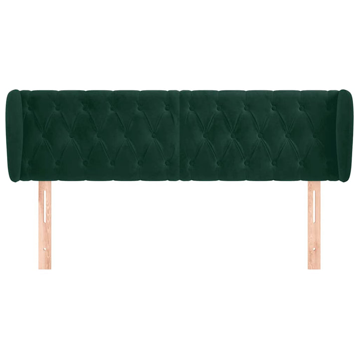 sengegavl med kanter 147x23x78/88 cm fløjl mørkegrøn