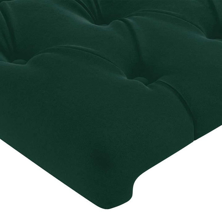 sengegavl med kanter 147x23x78/88 cm fløjl mørkegrøn