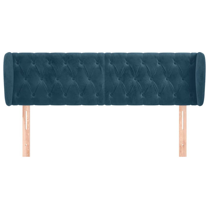 sengegavl med kanter 147x23x78/88 cm fløjl mørkeblå