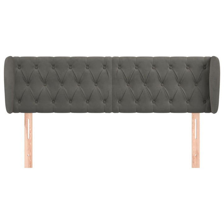 sengegavl med kanter 163x23x78/88 cm fløjl mørkegrå