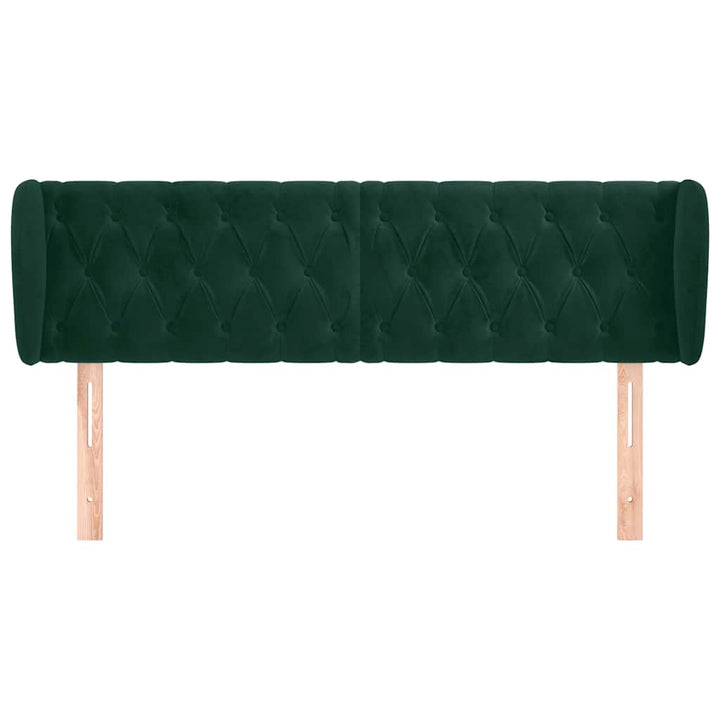 sengegavl med kanter 163x23x78/88 cm fløjl mørkegrøn