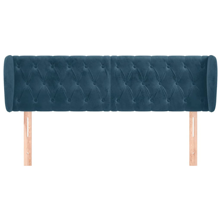 sengegavl med kanter 163x23x78/88 cm fløjl mørkeblå