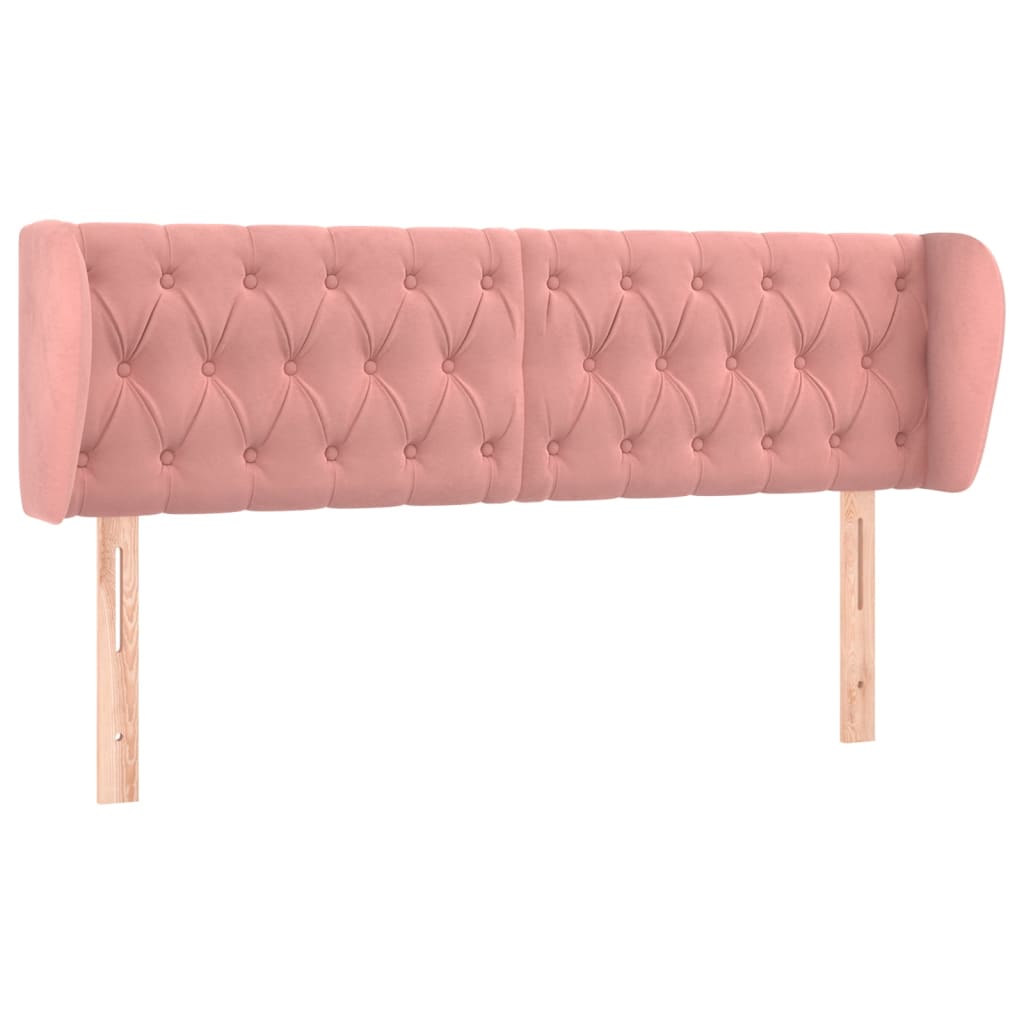 sengegavl med kanter 163x23x78/88 cm fløjl lyserød
