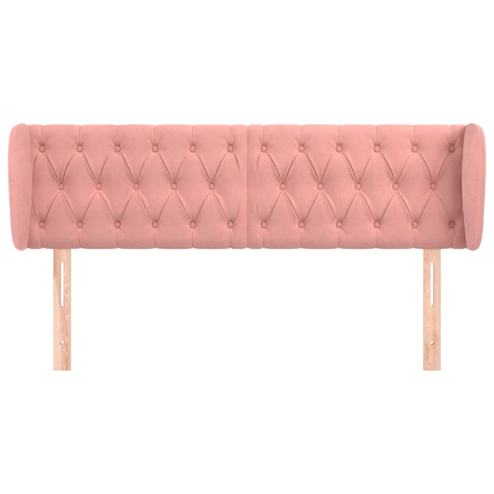 sengegavl med kanter 163x23x78/88 cm fløjl lyserød