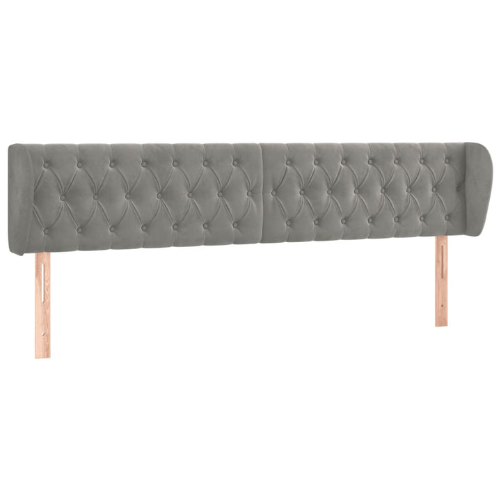sengegavl med kanter 183x23x78/88cm fløjl lysegrå