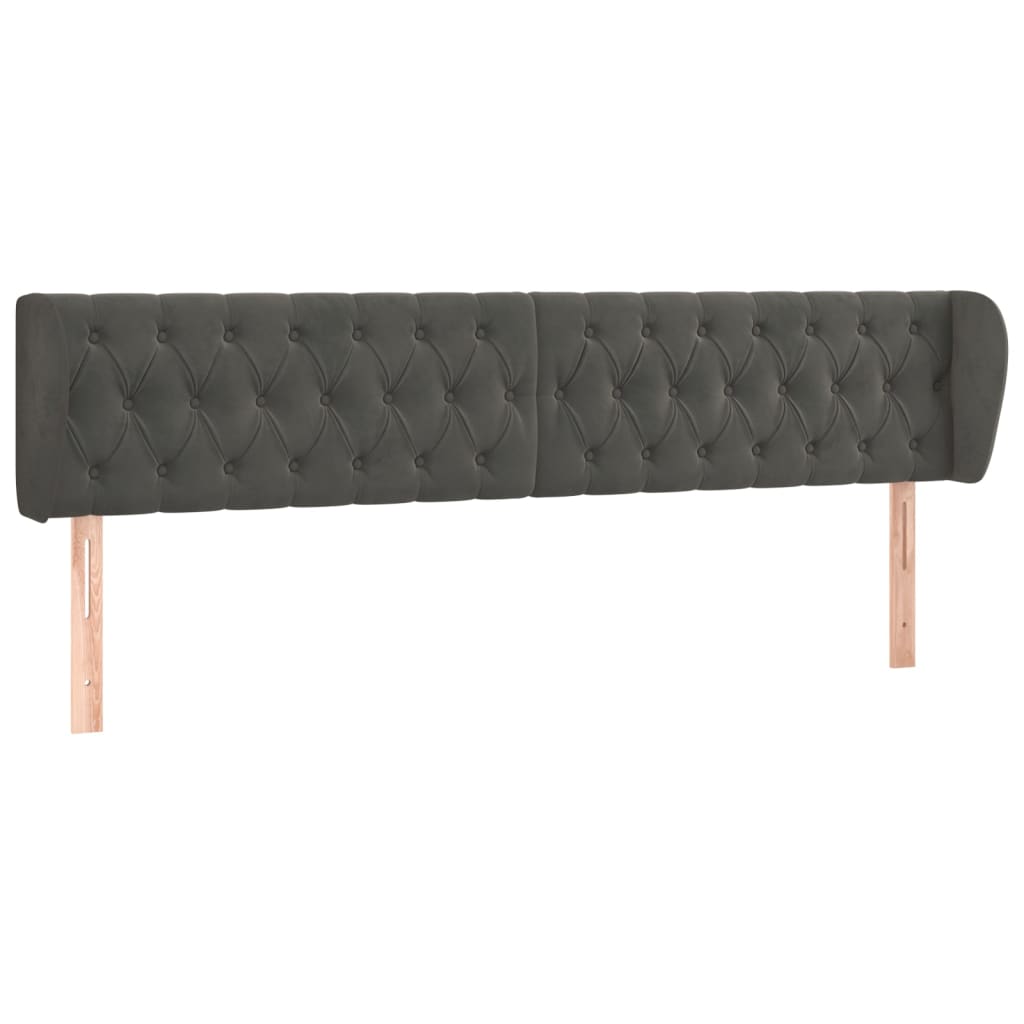 sengegavl med kanter 183x23x78/88 cm fløjl mørkegrå