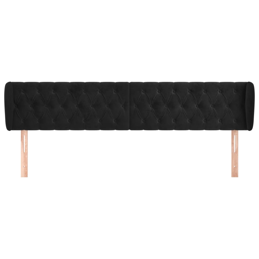 sengegavl med kanter 183x23x78/88 cm fløjl sort
