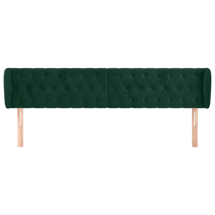 sengegavl med kanter 183x23x78/88 cm fløjl mørkegrøn