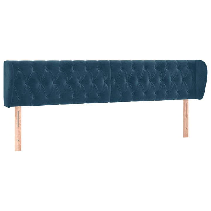 sengegavl med kanter 183x23x78/88 cm fløjl mørkeblå