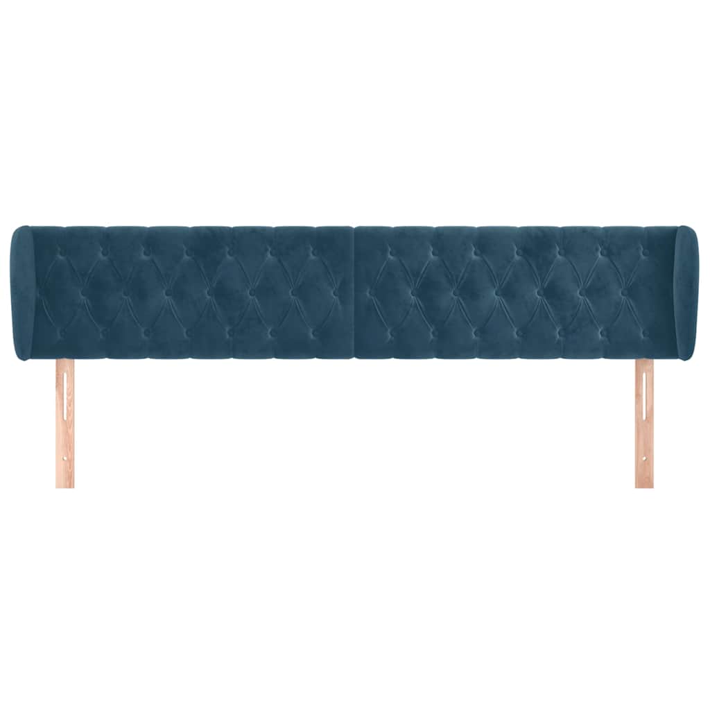 sengegavl med kanter 183x23x78/88 cm fløjl mørkeblå