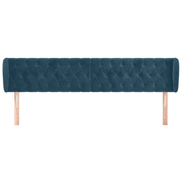 sengegavl med kanter 183x23x78/88 cm fløjl mørkeblå
