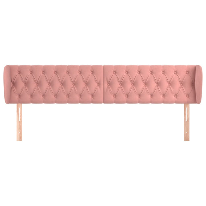 sengegavl med kanter 183x23x78/88 cm fløjl lyserød