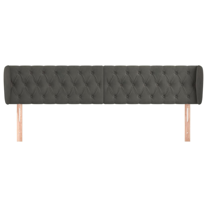 sengegavl med kanter 203x23x78/88 cm fløjl mørkegrå