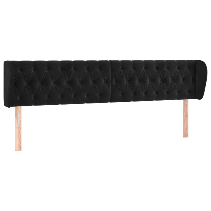 sengegavl med kanter 203x23x78/88 cm fløjl sort