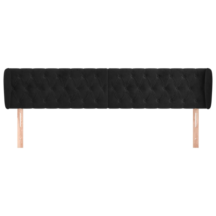 sengegavl med kanter 203x23x78/88 cm fløjl sort