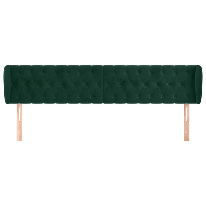 sengegavl med kanter 203x23x78/88 cm fløjl mørkegrøn