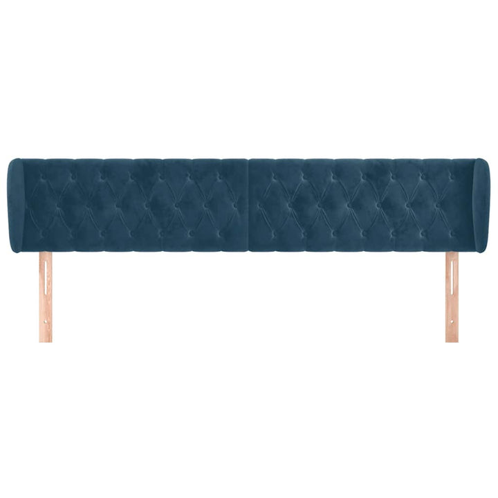 sengegavl med kanter 203x23x78/88 cm fløjl mørkeblå