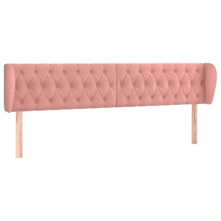 sengegavl med kanter 203x23x78/88 cm fløjl lyserød