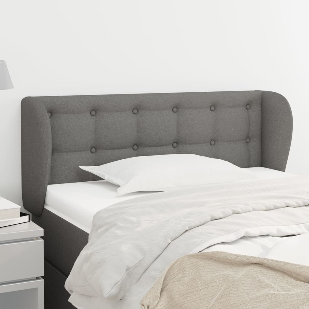 sengegavl med kanter 83x23x78/88 cm stof mørkegrå