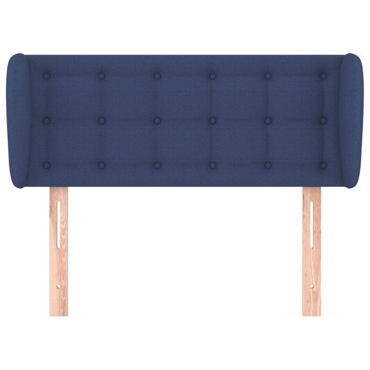 sengegavl med kanter 83x23x78/88 cm stof blå