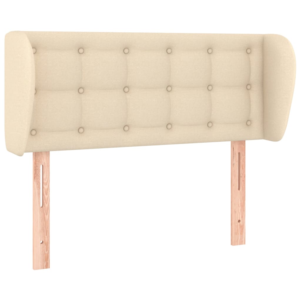 sengegavl med kanter 103x23x78/88 cm stof cremefarvet