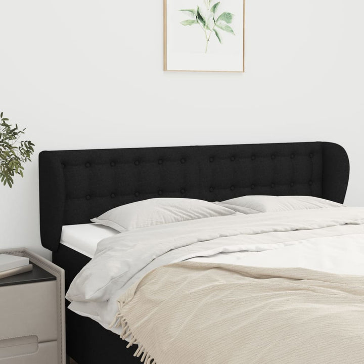 sengegavl med kanter 147x23x78/88 cm stof sort