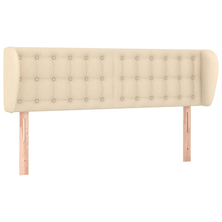 sengegavl med kanter 147x23x78/88 cm stof cremefarvet