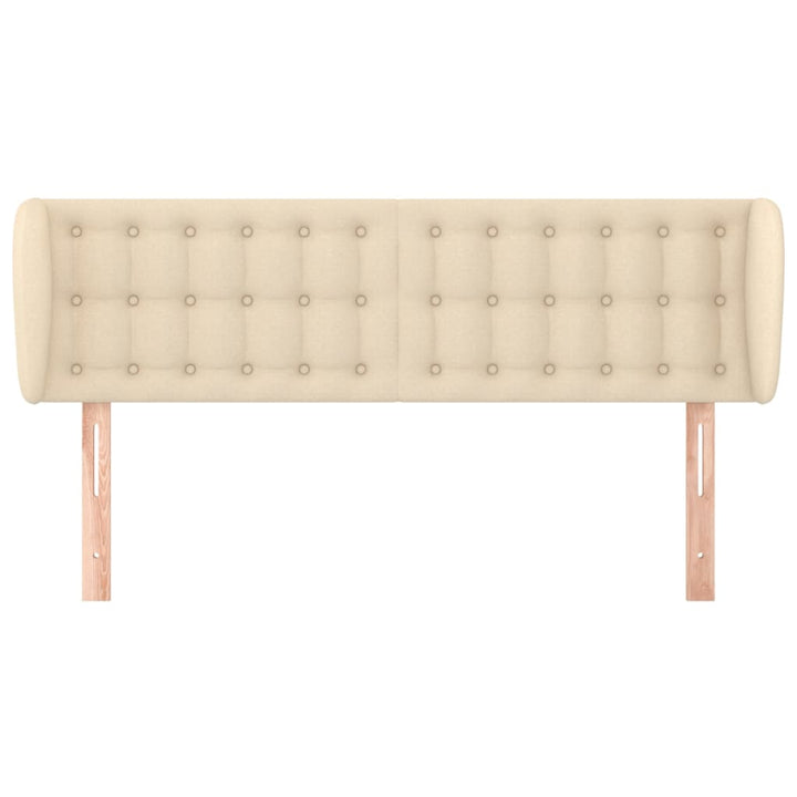 sengegavl med kanter 147x23x78/88 cm stof cremefarvet