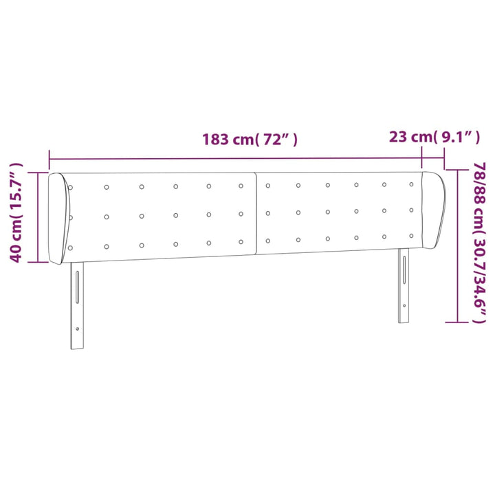 sengegavl med kanter 183x23x78/88 cm stof gråbrun
