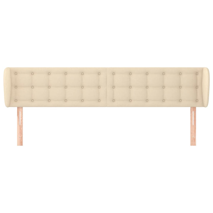 sengegavl med kanter 183x23x78/88 cm stof cremefarvet