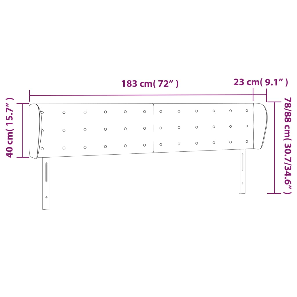 sengegavl med kanter 183x23x78/88 cm stof blå