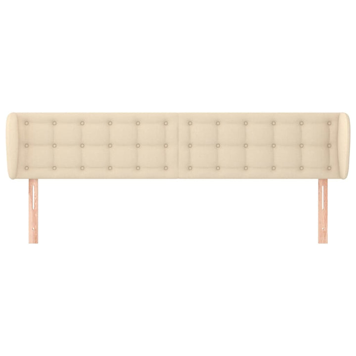 sengegavl med kanter 203x23x78/88 cm stof cremefarvet