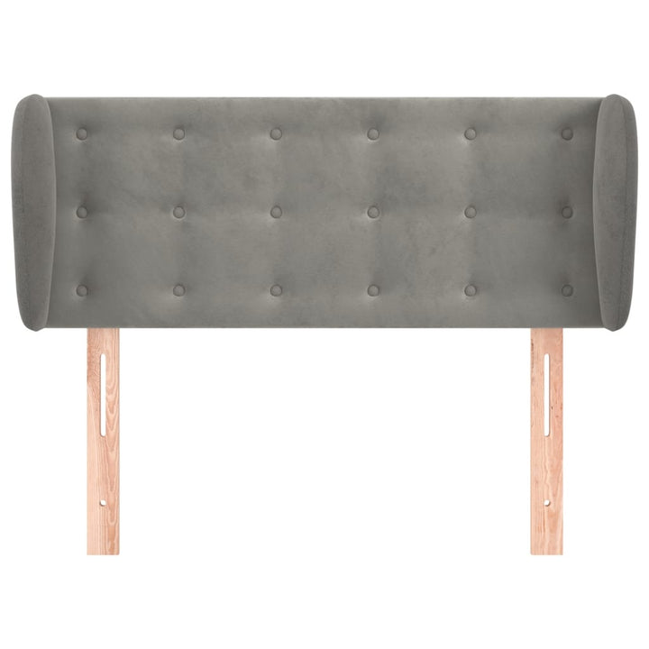 sengegavl med kanter 83x23x78/88 cm fløjl lysegrå