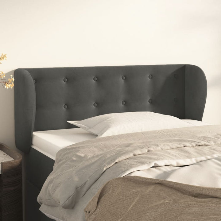 sengegavl med kanter 83x23x78/88 cm fløjl mørkegrå