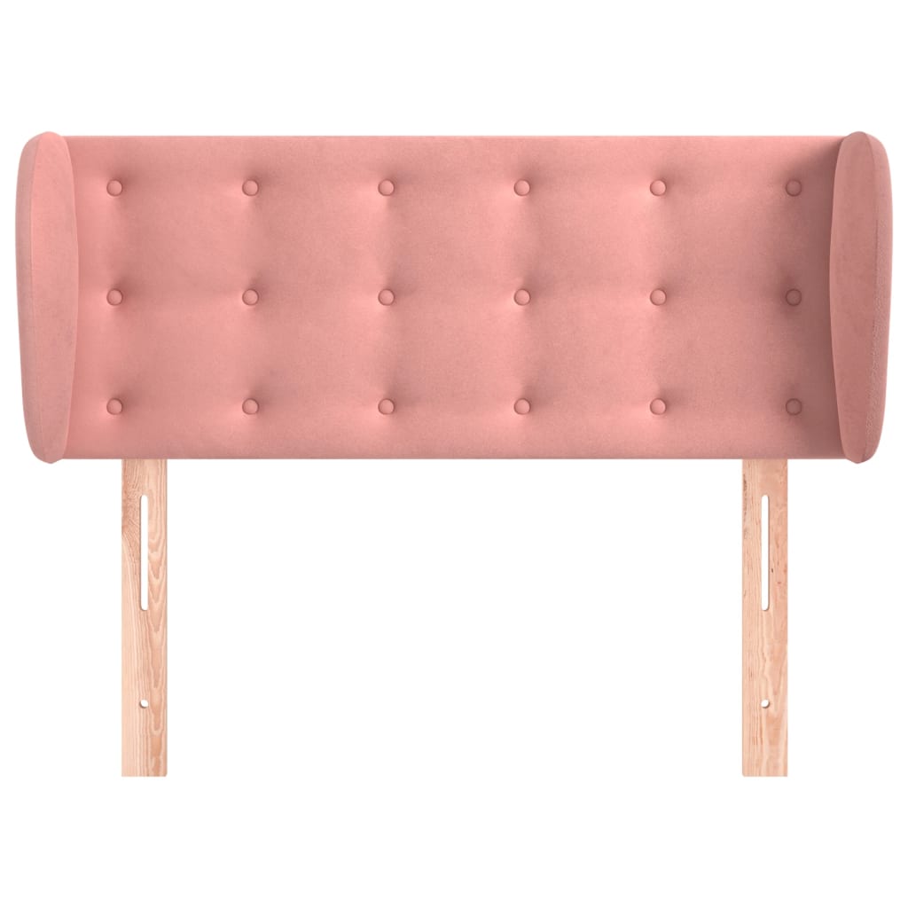 sengegavl med kanter 83x23x78/88 cm fløjl lyserød