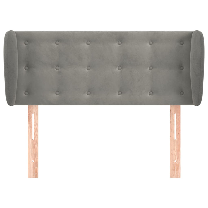 sengegavl med kanter 93x23x78/128 cm fløjl lysegrå