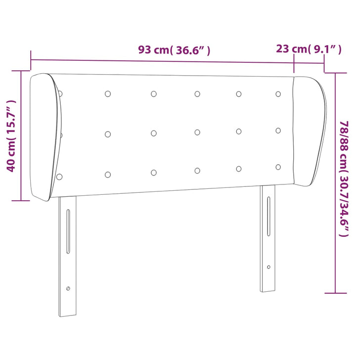sengegavl med kanter 93x23x78/128 cm fløjl lysegrå