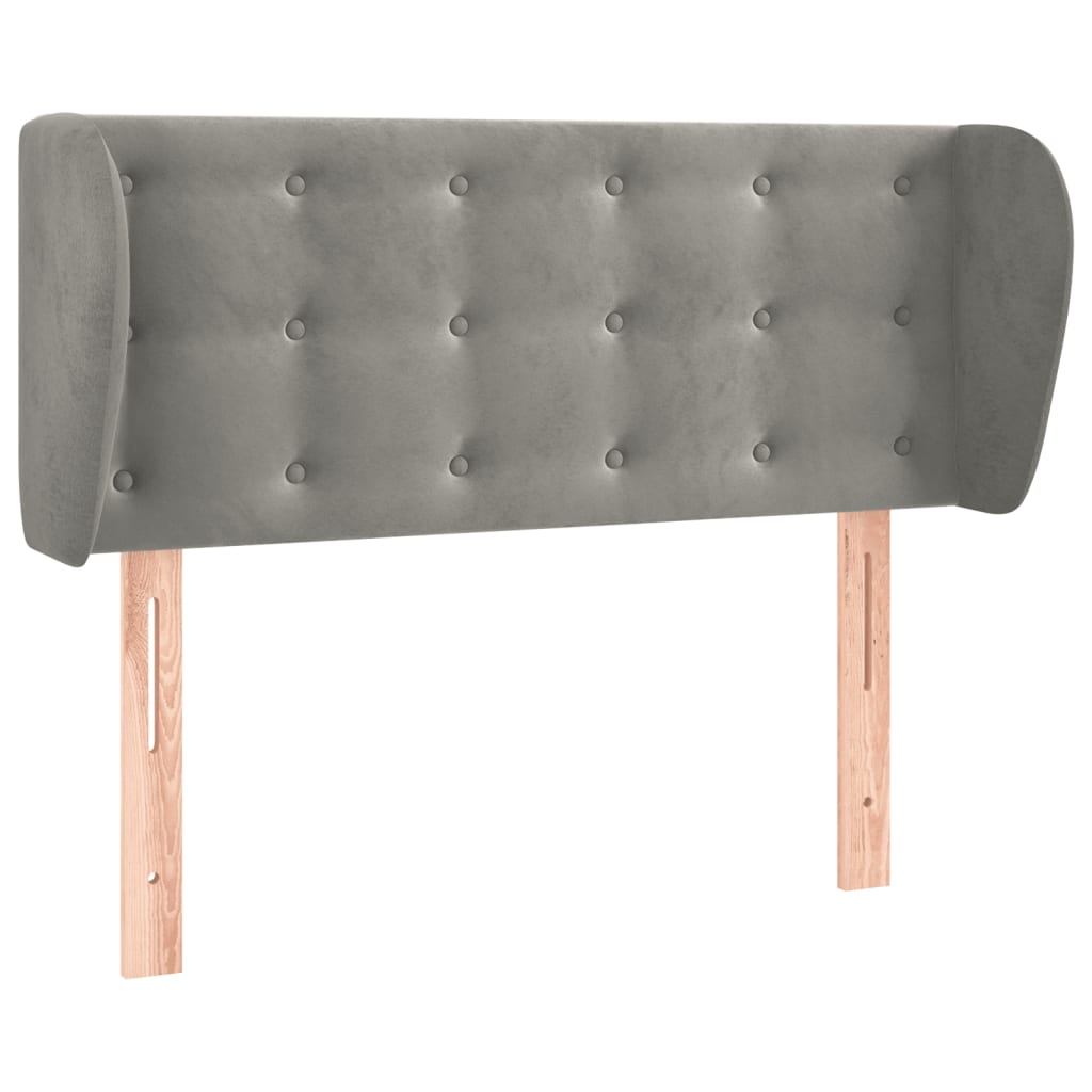 sengegavl med kanter 103x23x78/88cm fløjl lysegrå